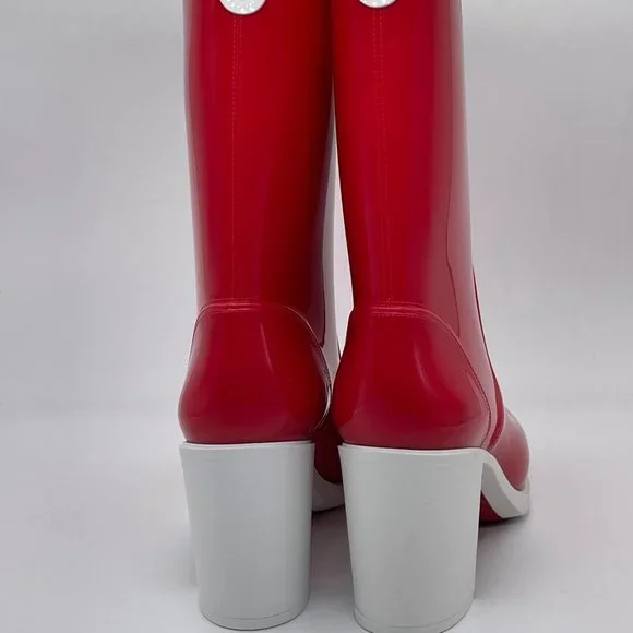 Christian Louboutin LOUBIRAIN 70 PVC Rubber Rain Rainboots Block Heel Boots - Picture 8 of 11